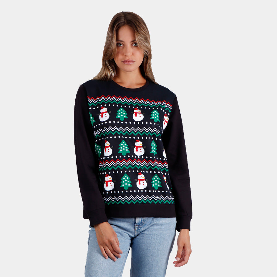 Womens Ugly Christmas Sweatshirt Snow Tree