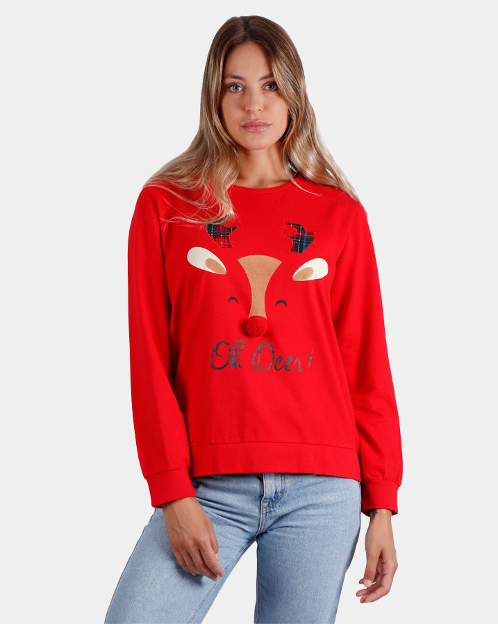 Womens Ugly Christmas Sweatshirt Oh Deer!