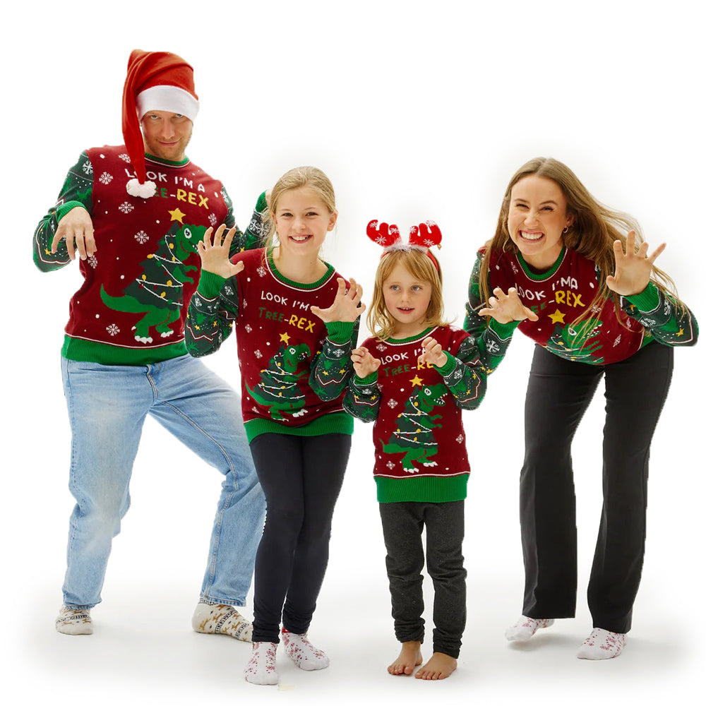 Tree-Rex LED light-up Family Ugly Christmas Sweater