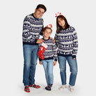 Matching Family Ugly Christmas Sweater with Reindeer and Trees Strips