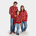 Matching Family Red Ugly Christmas Sweater with Reindeer, Trees and Polar Star