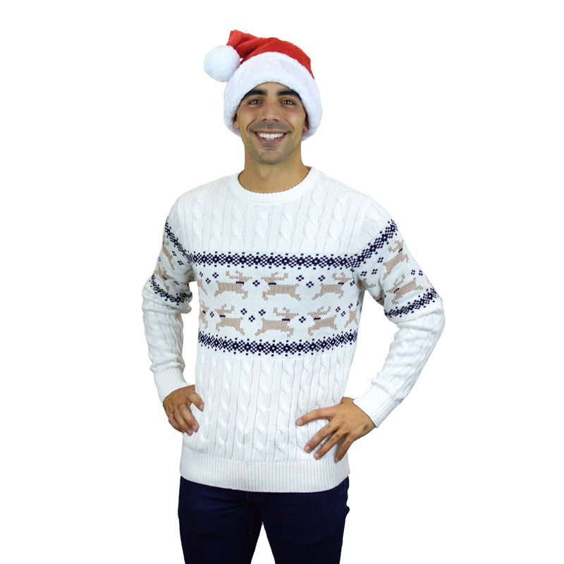 Mens Alaska Classy White Family  Ugly Christmas Sweater