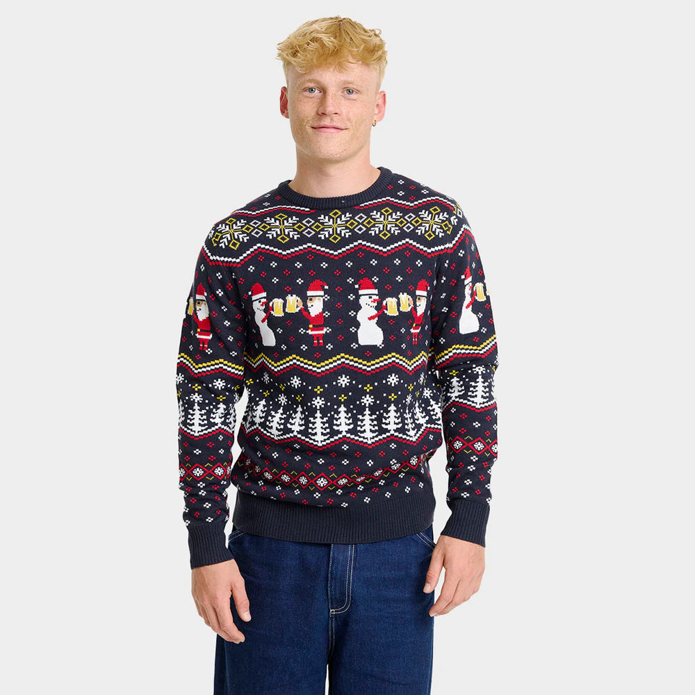 Mens Ugly Christmas Sweater Cheers Santa
