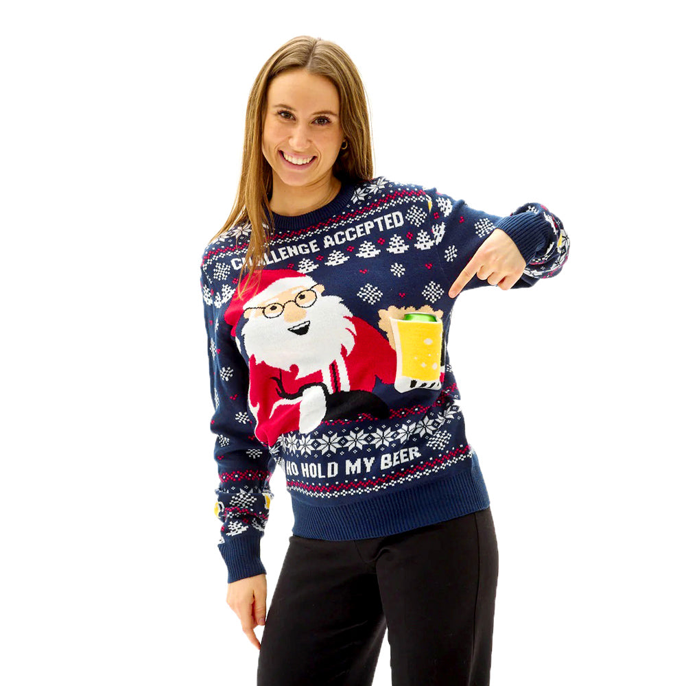 Ugly Christmas Sweater with Beer Pocket 3D womens