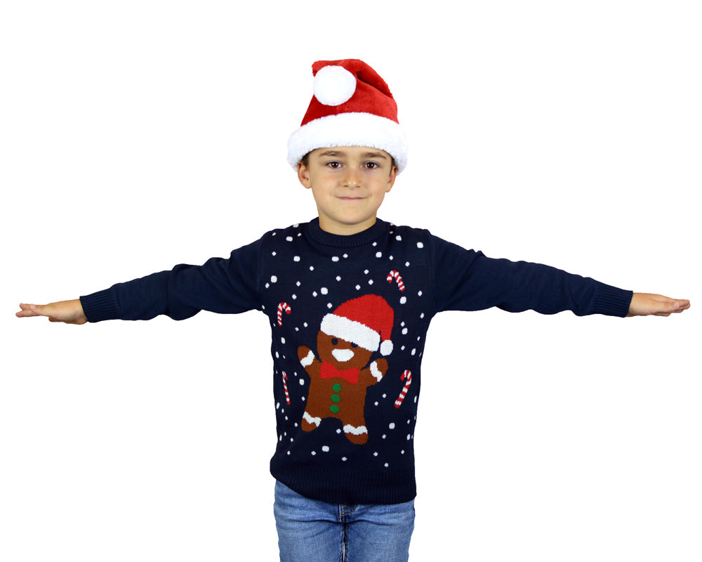 Gingerbread Blue Boys Ugly Christmas Sweater