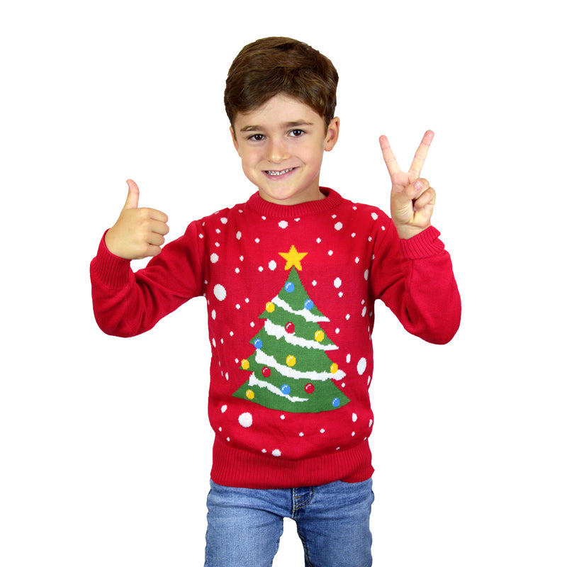 Christmas Tree Red Boys and Girls Ugly Christmas Sweater