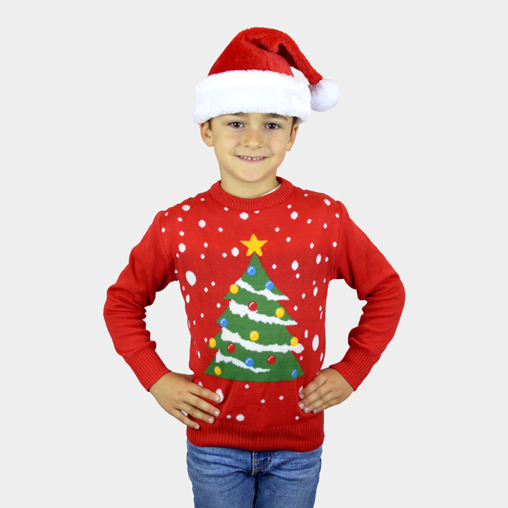 Christmas Tree Red Boys Ugly Christmas Sweater