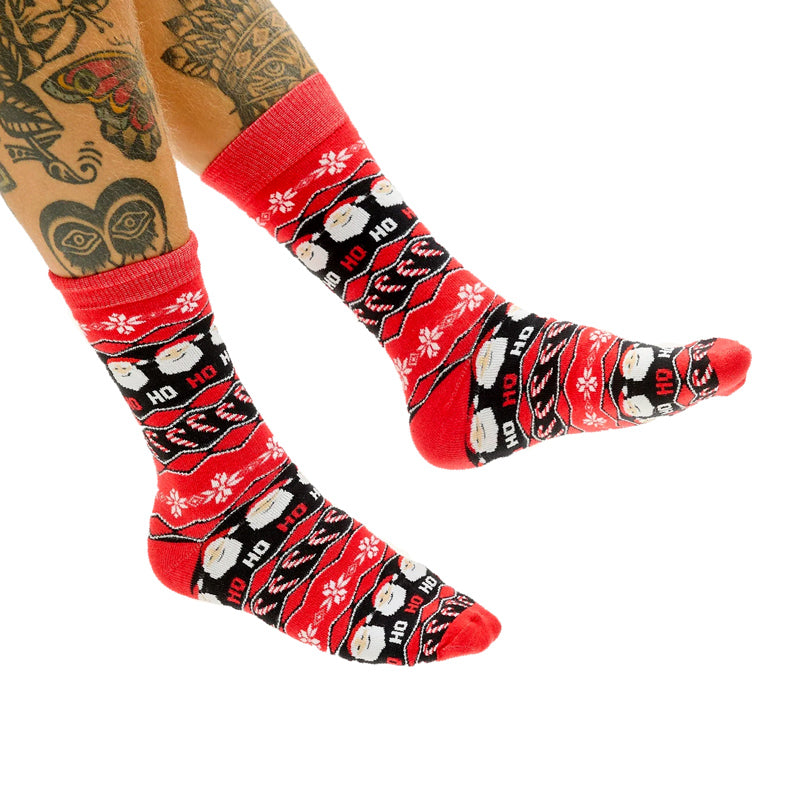 Red Unisex Ugly Christmas Socks Santa Claus Ho Ho Ho womens and mens