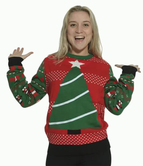 Ugly Christmas Sweater Beer Pong + Beer Opener Womens