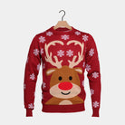 Red Family Ugly Christmas Sweater with Rudolph the Reindeer