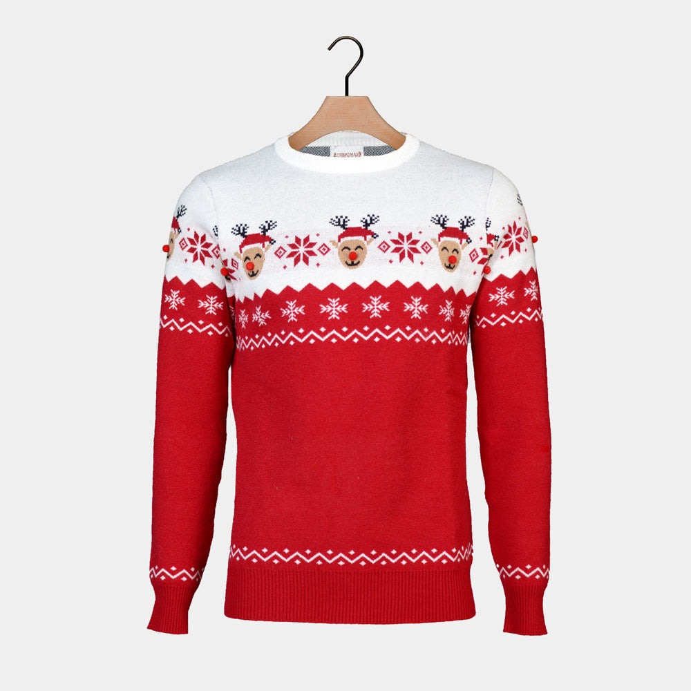 Adorable Mens Ugly Christmas Sweater Reindeer
