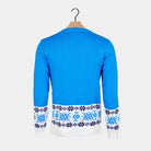 Light Blue Women's Ugly Christmas Sweater with skating Reindeer Back