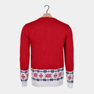 Red Ugly Christmas Sweater with Reindeer and Snow back Womens