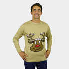 Beige Family Ugly Christmas Sweater with Smiling Reindeer Men
