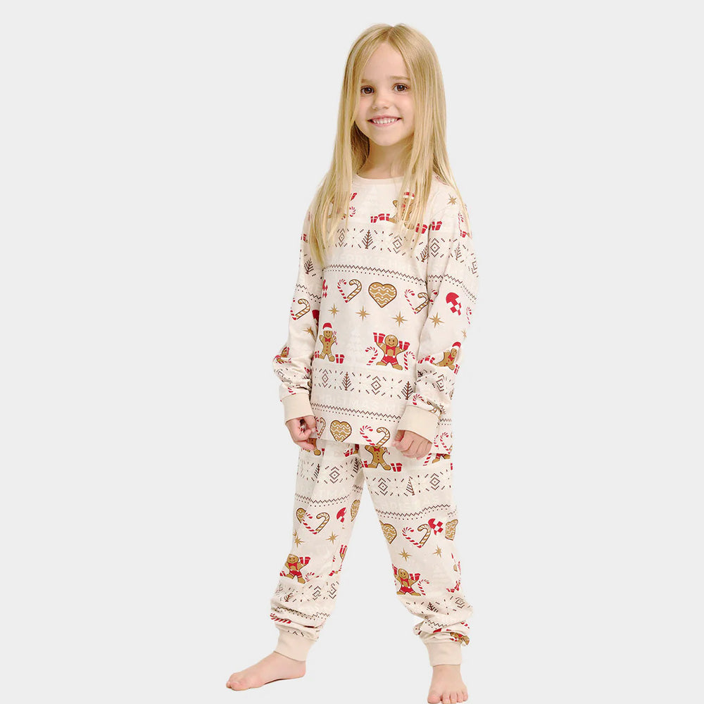 Beige Ugly Christmas Pyjama for Children Gingercookies
