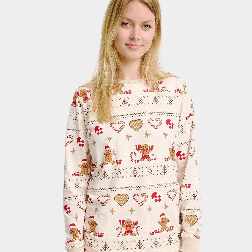 Beige Ugly Christmas Pyjama Women and Men Gingercookies
