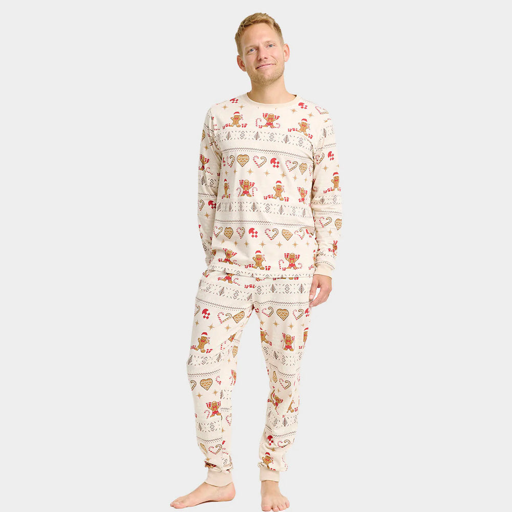 Beige Ugly Christmas Pyjama for Men Gingercookies
