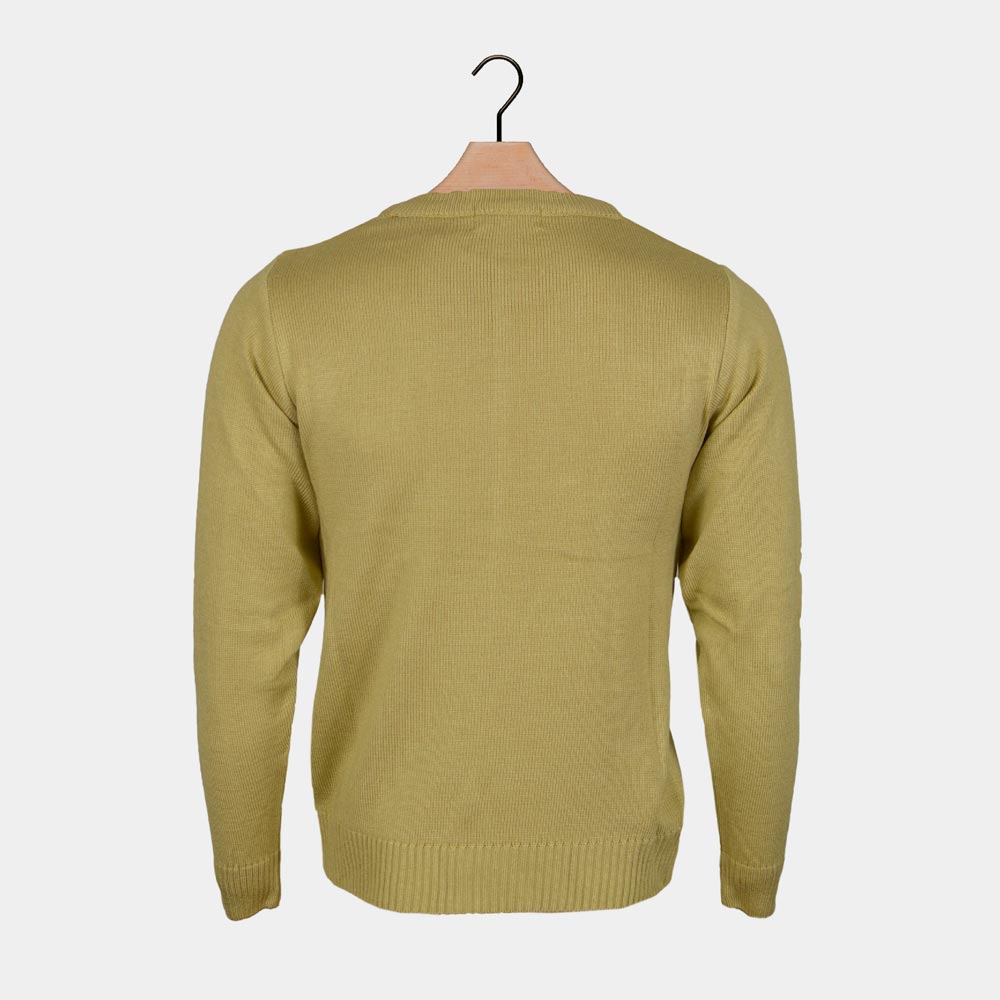 Smiling Reindeer Beige Men's Ugly Christmas Sweater