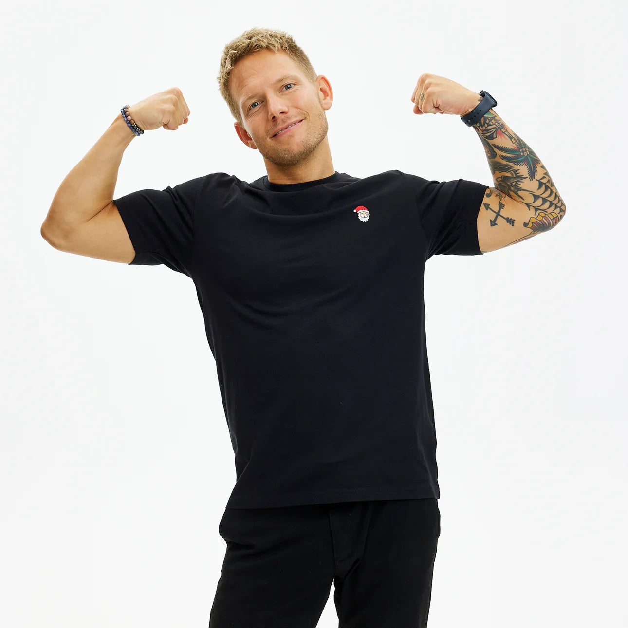 Black Mens Womens Ugly Christmas T-Shirt Santa
