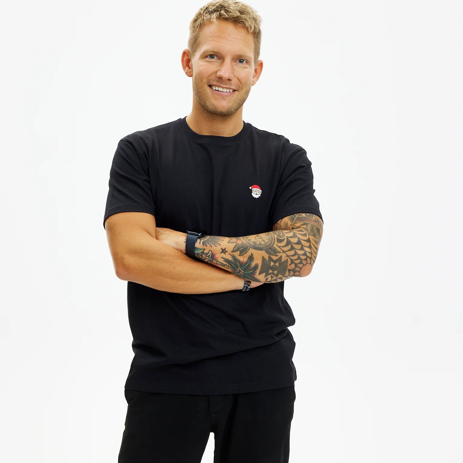 Black Mens and Womens Ugly Christmas T-Shirt Santa
