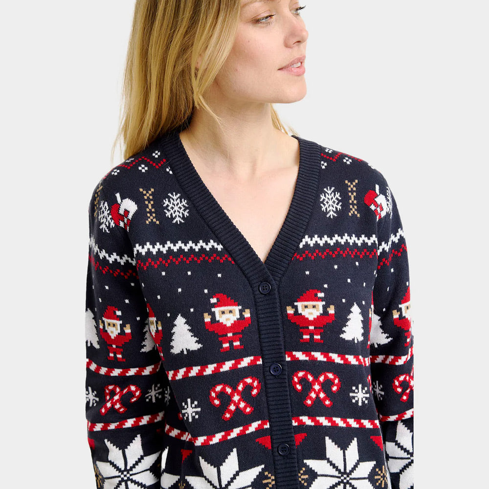 Blue Christmas Cardigan with Polar Stars Womens 
