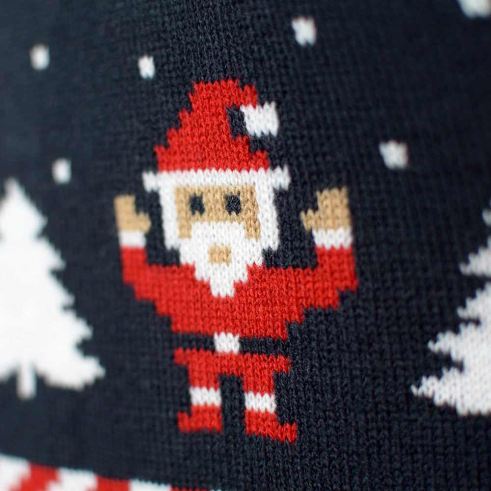 Blue Couple Christmas Cardigan with Polar Stars Santa