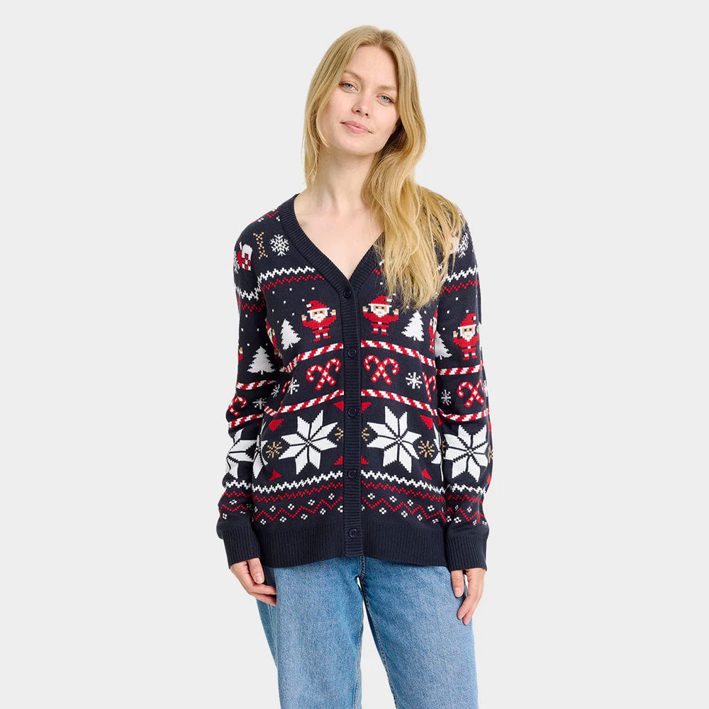 Blue Couple Christmas Cardigan with Polar Stars Women
