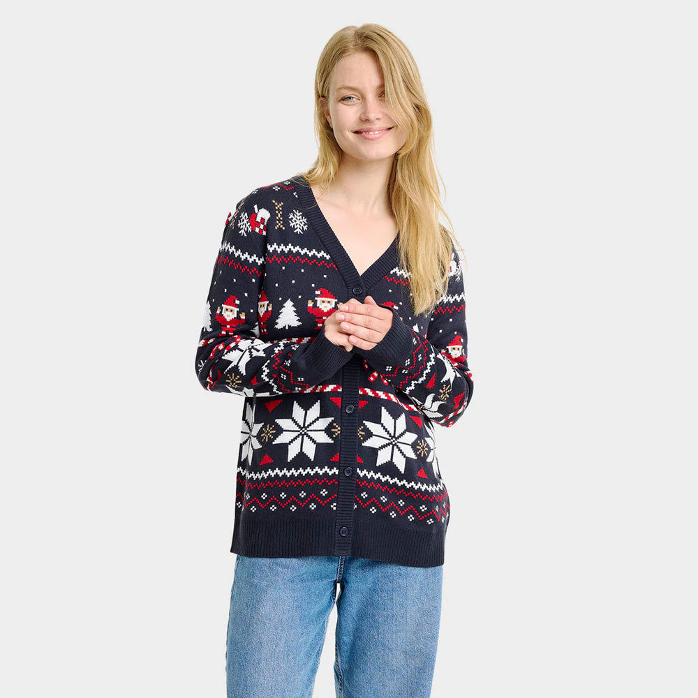 Blue Couple women Christmas Cardigan with Polar Stars
