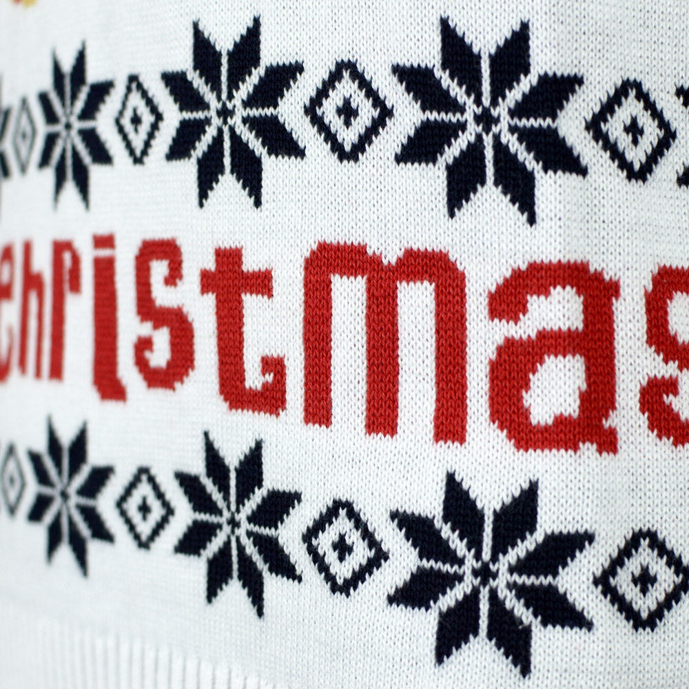 Blue Organic Cotton Ugly Christmas Sweater Santa and Rudolph