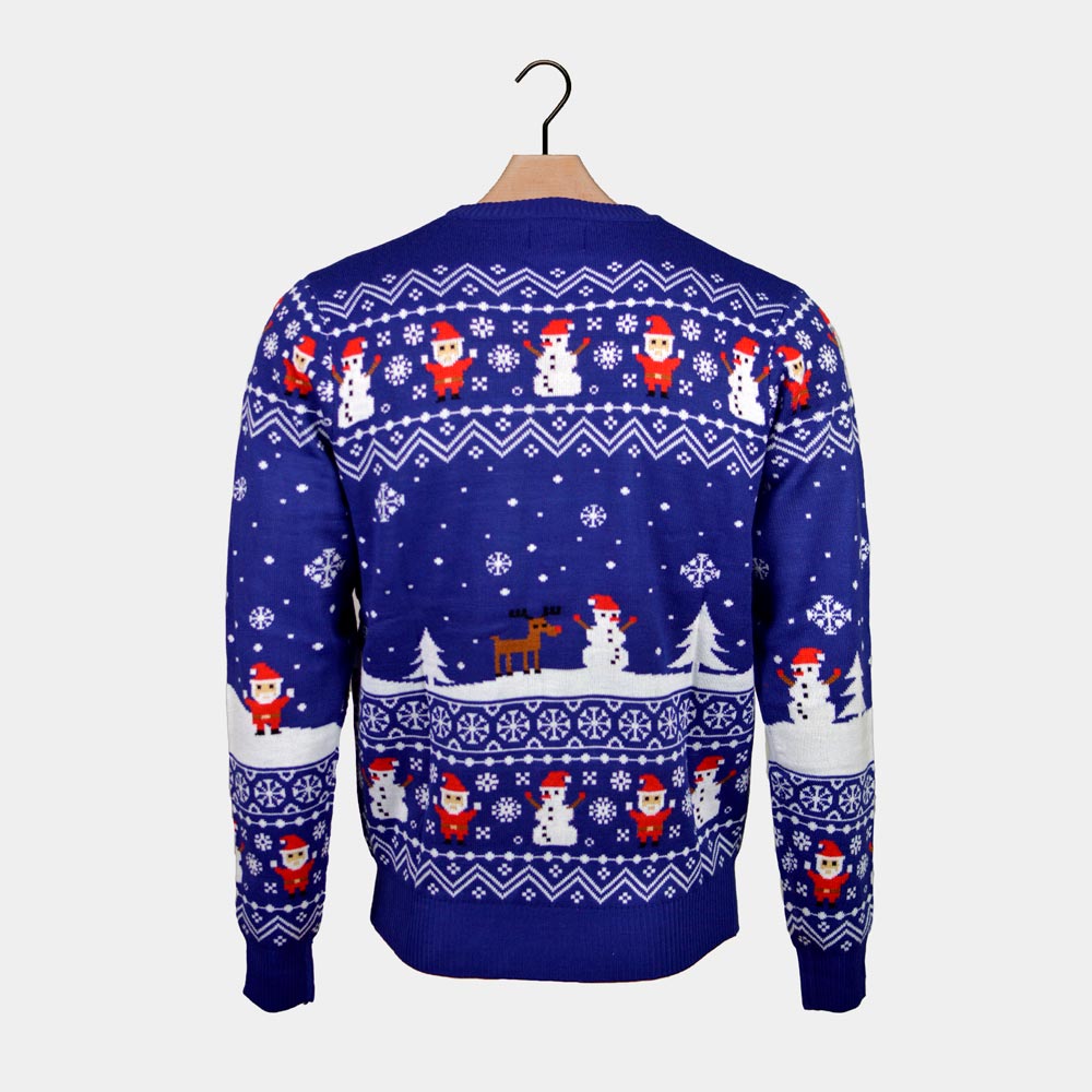 Ugly Christmas Sweater Blue Let it Snow Couple's 