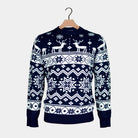 Blue Men's Ugly Christmas Sweater with Reindeers and Nordic Stars