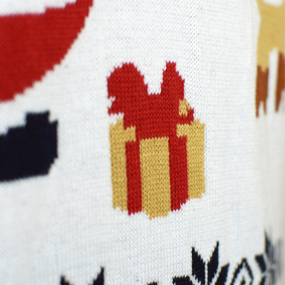 Blue Mens Ugly Detail Christmas Sweater with Santa and Rudolph