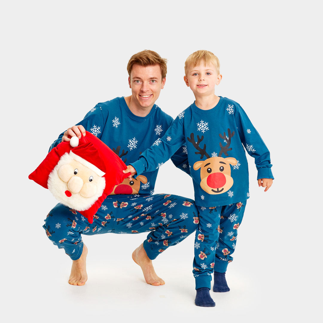 Blue Ugly Christmas Pyjama for Children with Rudolph the Reindeer Mens