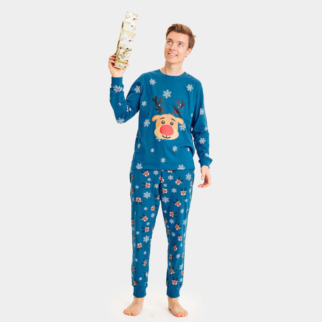 Blue Ugly Christmas Pyjama Womens and Mens Rudolph the Reindeer Ugly Christmas Sweaters