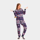 Blue Ugly Christmas Pyjama for Women with Snowmen and Hearts