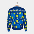 Santa playing Padel Blue Couple's Ugly Christmas Sweater