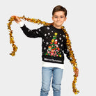 Boys and Girls Black Ugly Christmas Sweater Merry Christmas