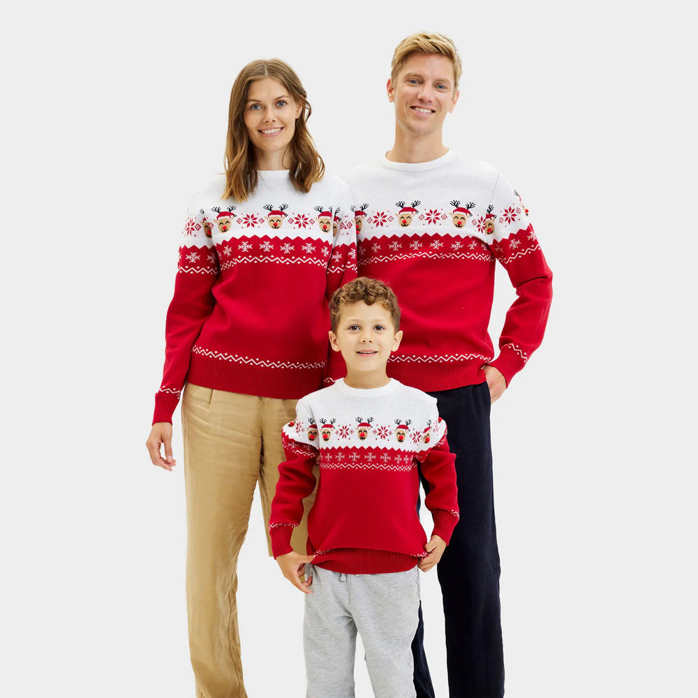 boys and girls Ugly Christmas Sweater Adorable Reindeer family
