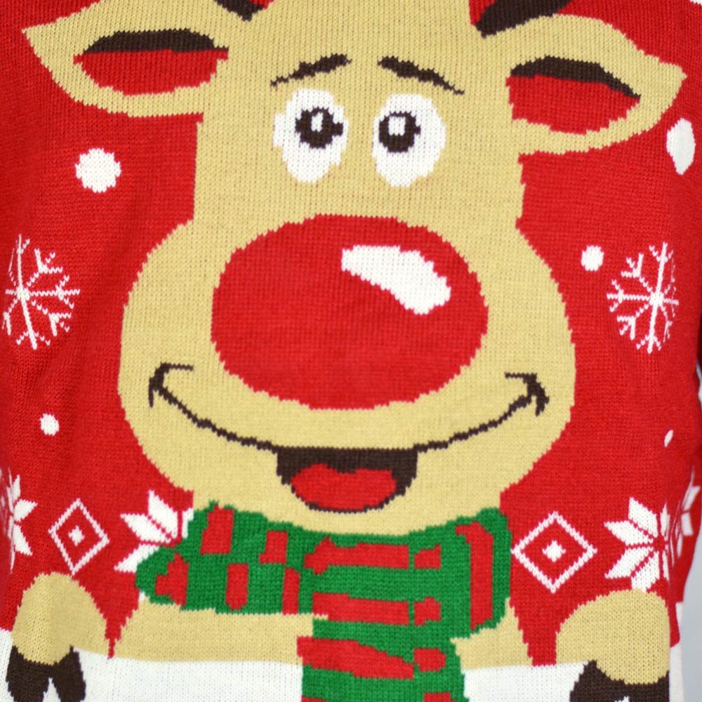 Boys and Girls Ugly Christmas Sweater with Reindeer detail Scarf