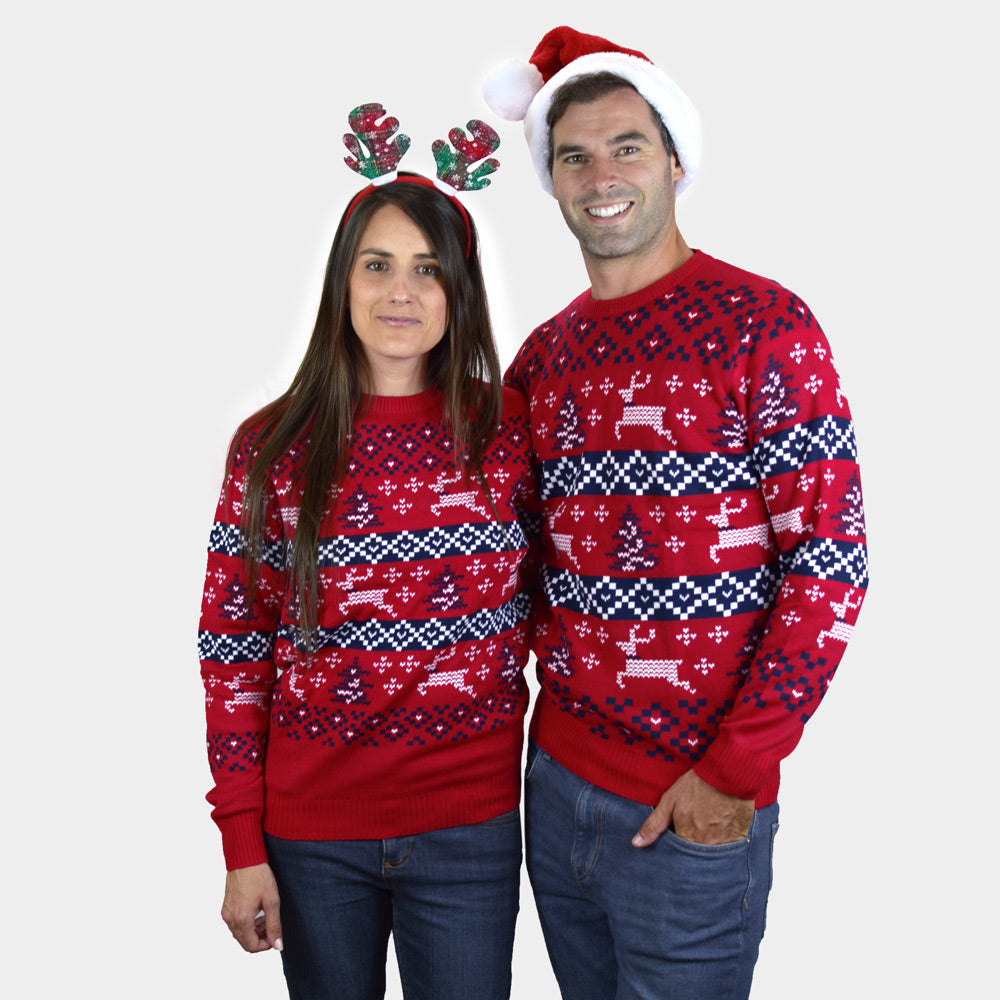 Canada Red Family Ugly Christmas Sweater couple