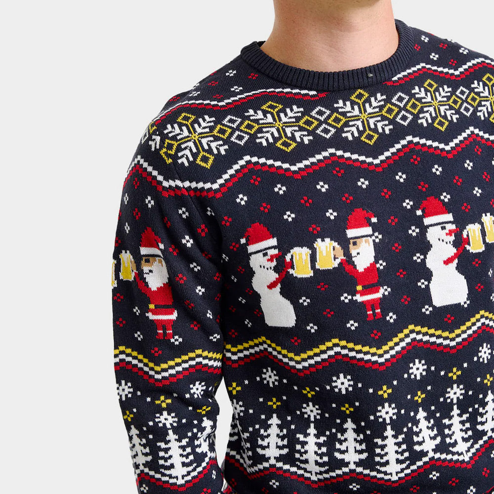 Cheers Mens Ugly Christmas Sweater Santa 
