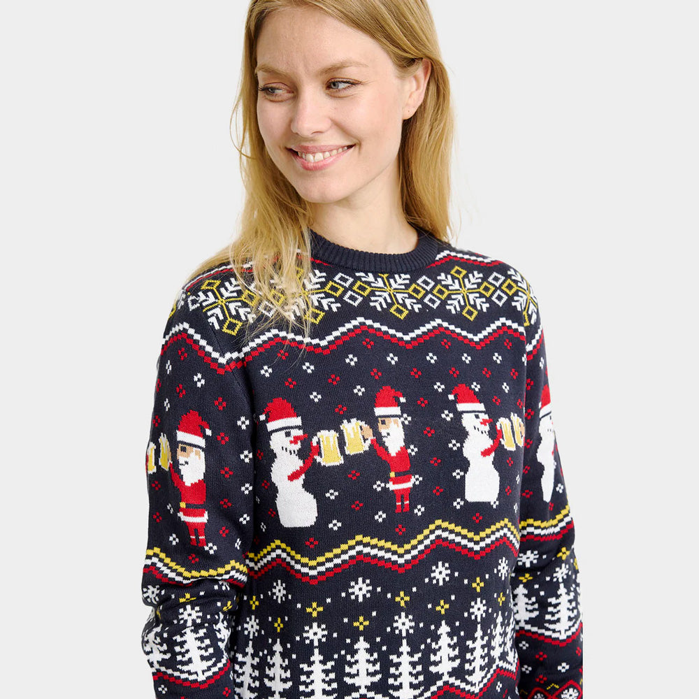 Cheers Womens Ugly Christmas Sweater Santa
