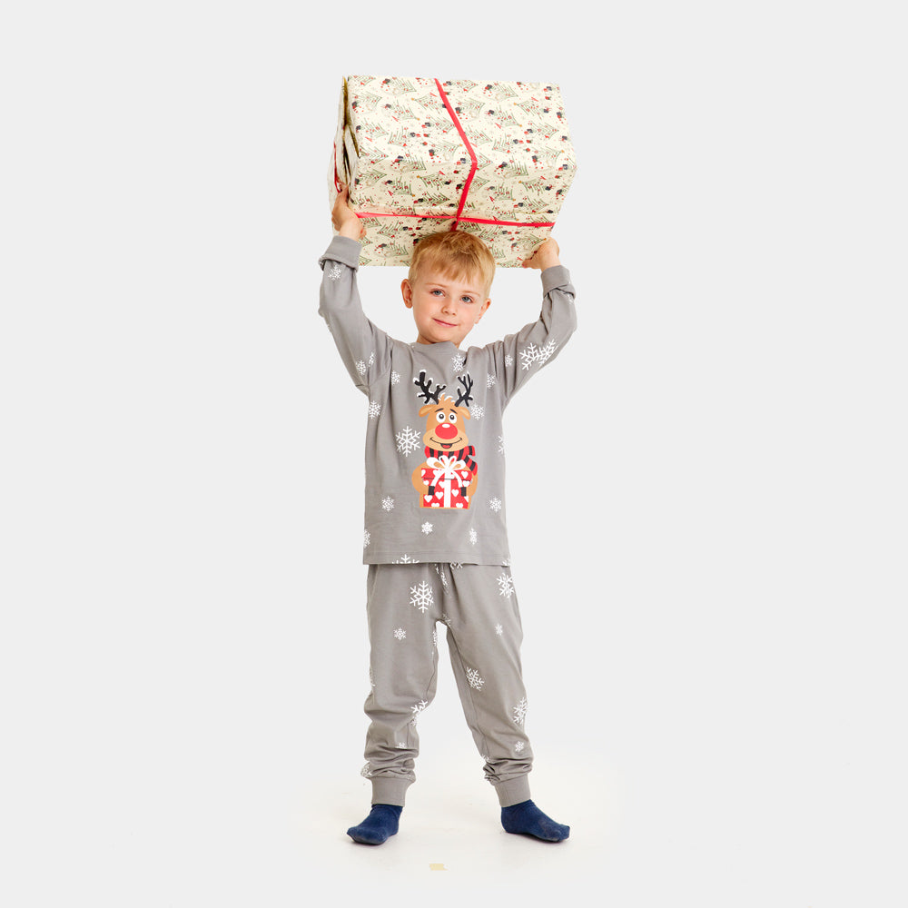 Grey Ugly Christmas Pyjama for Children with Rudolph the Reindeer