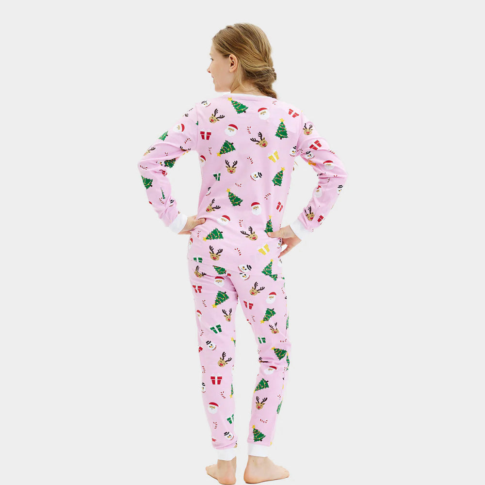 Pink Ugly Christmas Pyjama for Children Christmas Motifs
