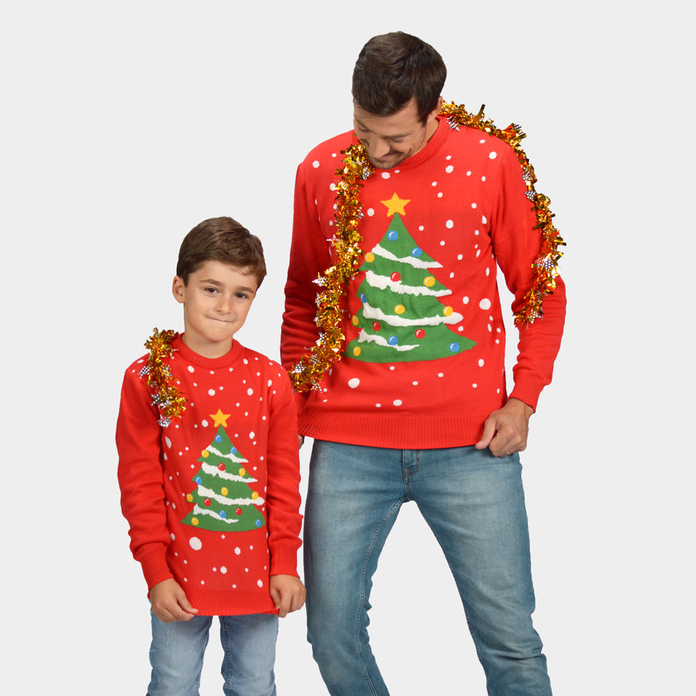 Christmas Tree Mens Family Red Ugly Christmas Sweater