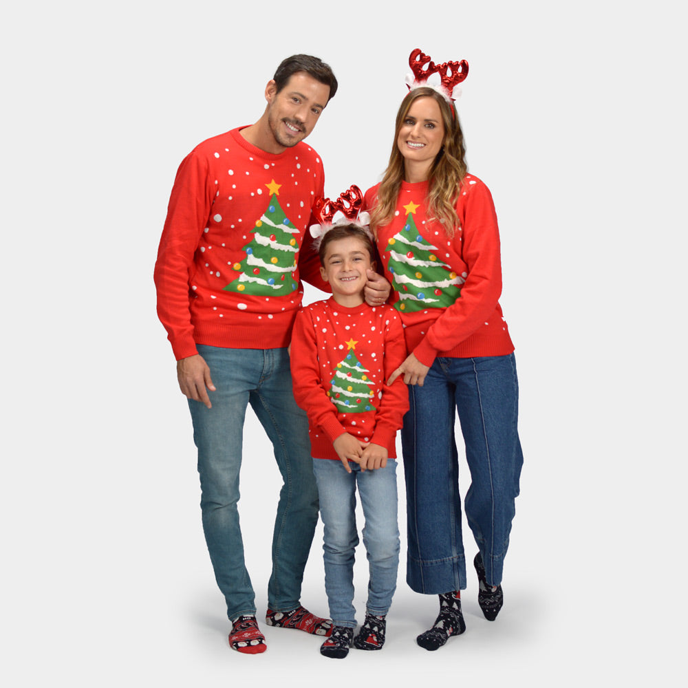 Christmas Tree Family Red Ugly Christmas Sweater