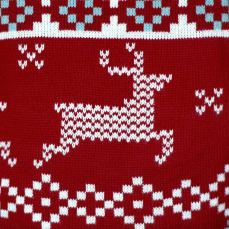 Classic Red Boys and Girls Ugly Christmas Sweater with Polar Stars Reindeer