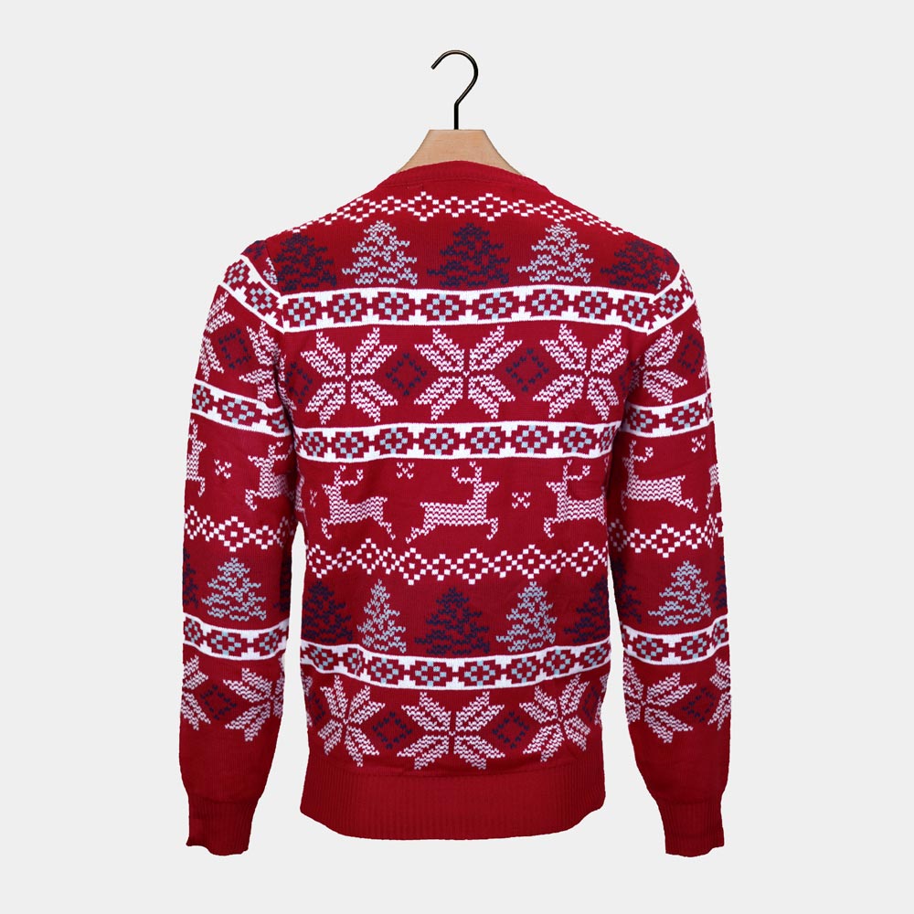 Classic Red Ugly Christmas Sweater with Polar Stars Back