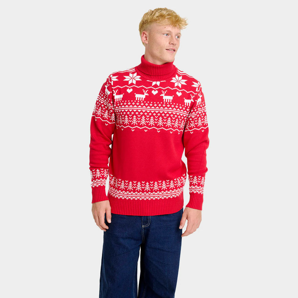 Classy Organic Cotton Mens Ugly Christmas Sweater Greenlandish Turtleneck 
