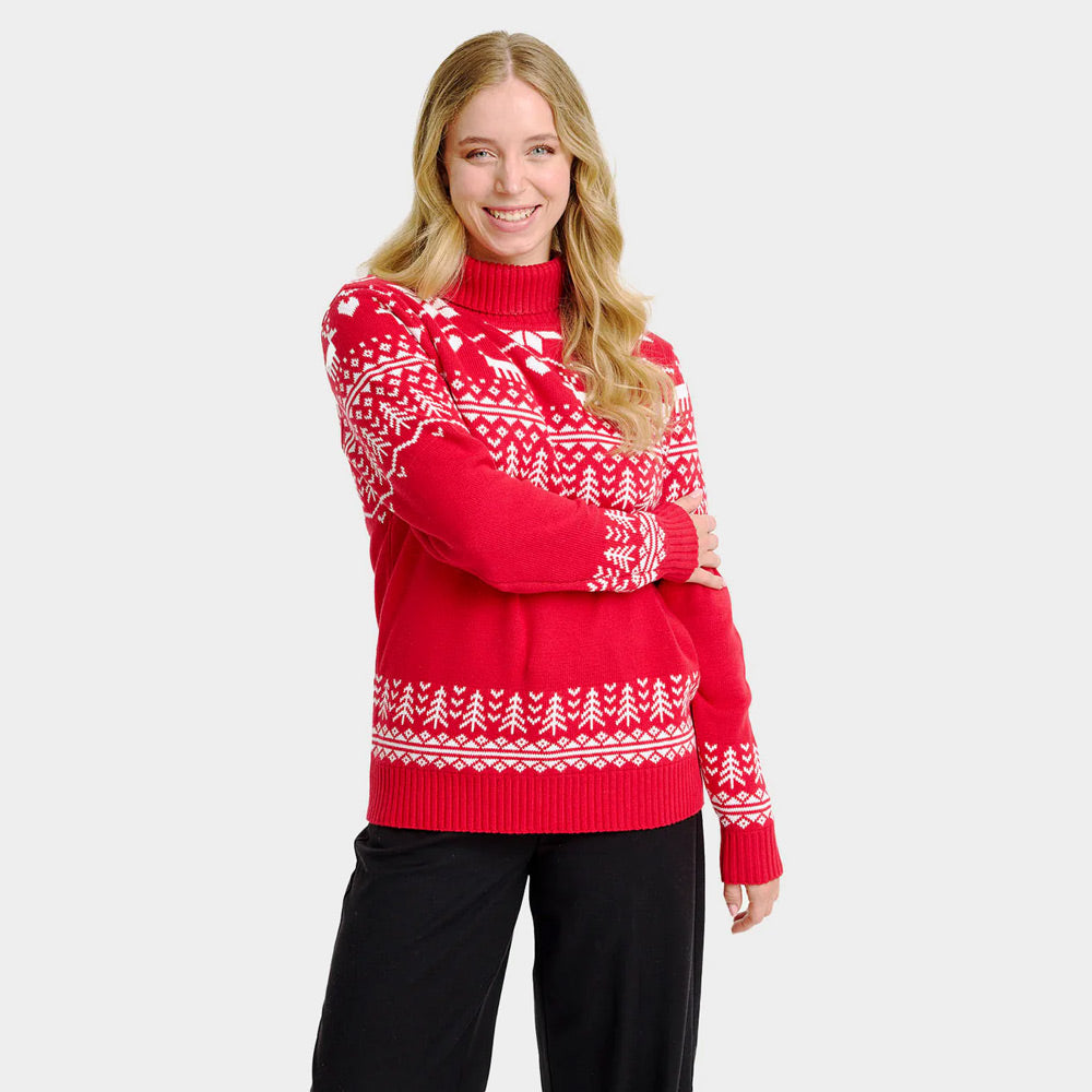 Classy Organic Cotton Womens Ugly Christmas Sweater Greenlandish Turtleneck 
